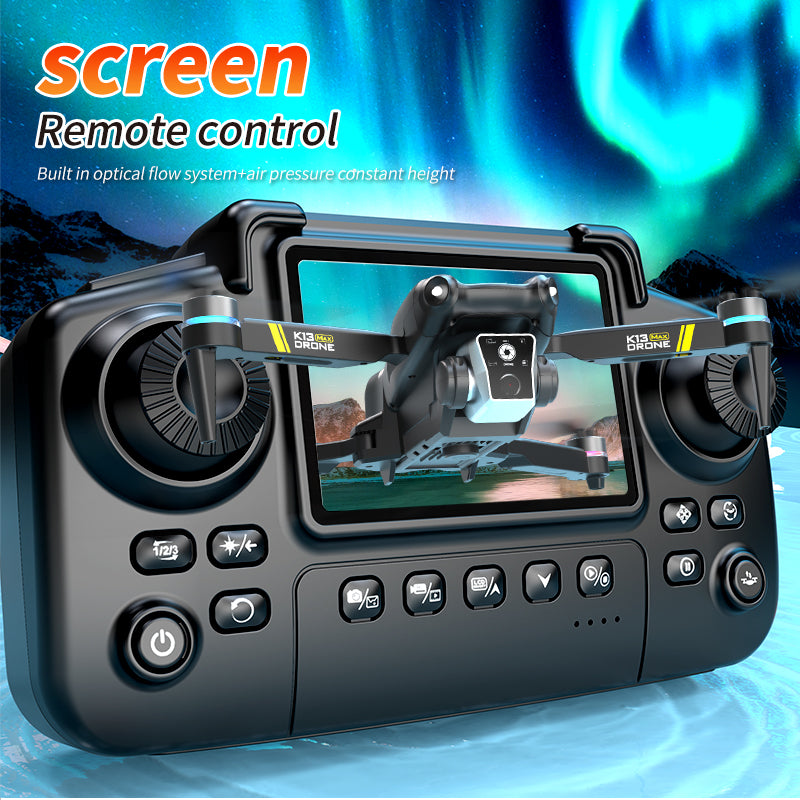K13 MAX Brushless Drone With Screen Remote Optical Flow Dual Camera 4K FPV Quadcopter