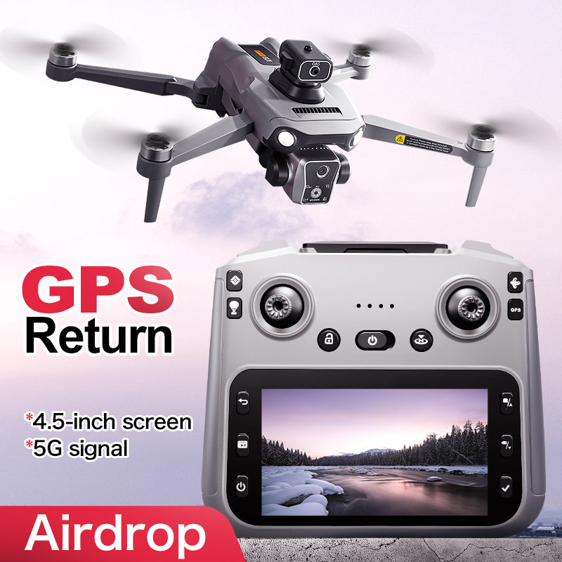 K19 MAX GPS Brushless Drone 4.5" Screen Remote 360° Laser Obstacle Avoidance 5G 4K FPV Quadcopter