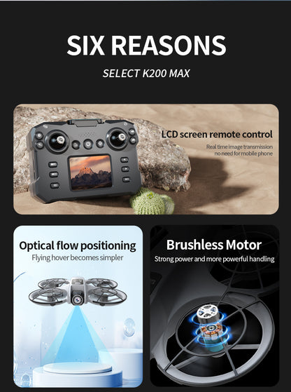 K200 MAX Brushless Drone Two Screen Versions 2.4"/4.5" Screen Remote RGB Light 4-Side Infrared Obstacle Avoidance