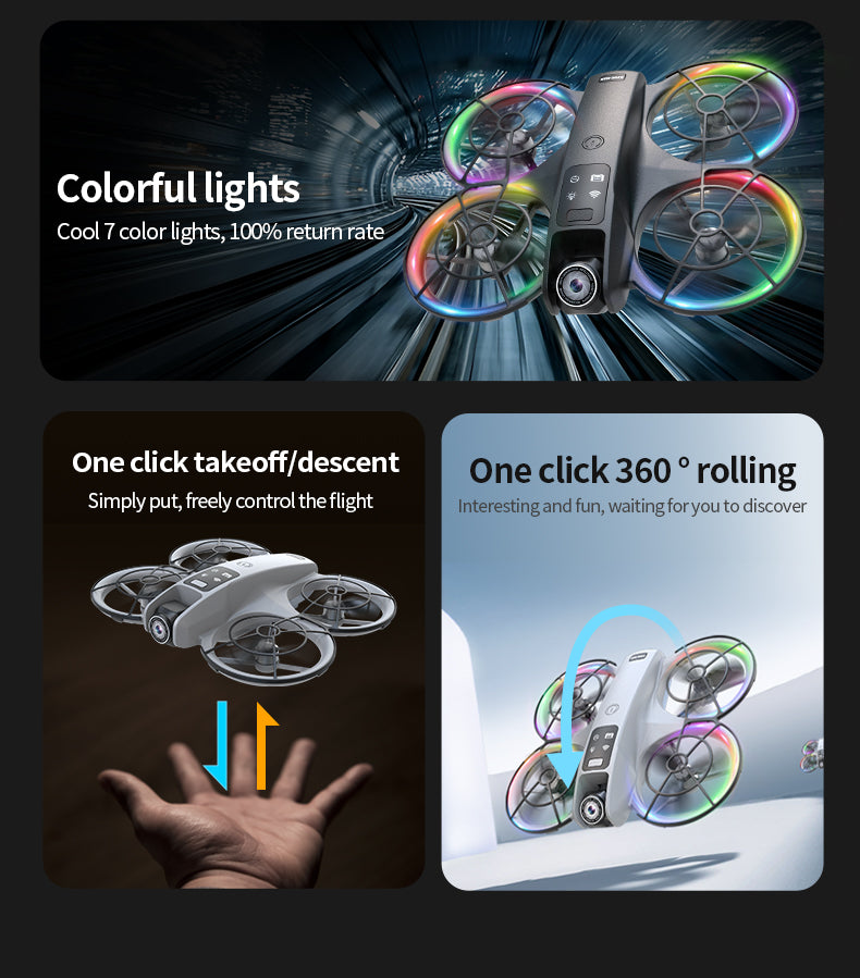 K200 MAX Brushless Drone Two Screen Versions 2.4"/4.5" Screen Remote RGB Light 4-Side Infrared Obstacle Avoidance