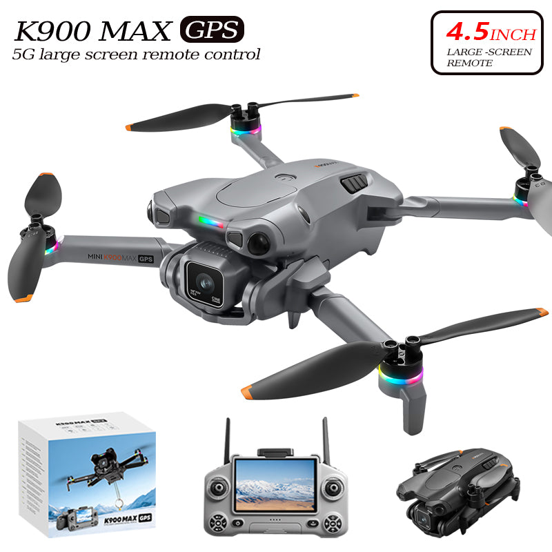 K900 MAX GPS Drone 4.5" Screen Remote 4K Camera 360° Obstacle Avoid Quadcopter