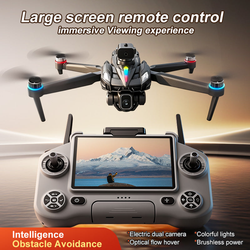 KY108 MAX RC Drone with 4.3 Inch Built-in Touch Screen Remote, One-Key Airdrop, Brushless Motor, Optical Flow Positioning, Foldable Obstacle Avoidance FPV Quadcopter for Beginners
