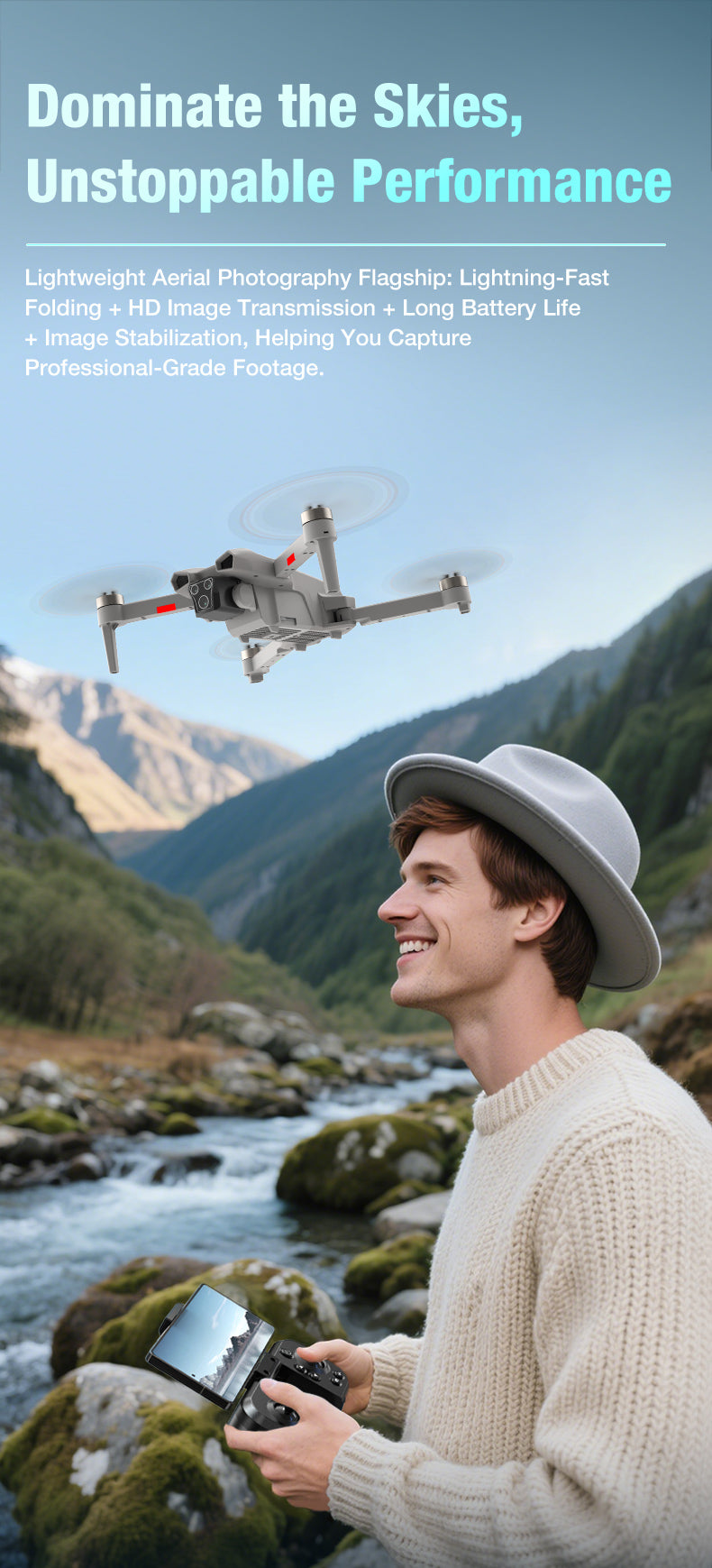 L107 Pro Entry Aerial Drone 120° Wide Lens Gesture Shooting 3D Flip Portable Storage Bag