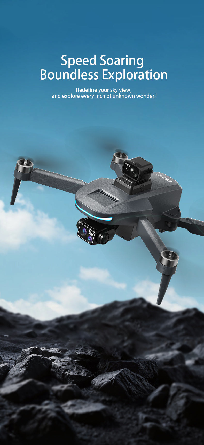 Silver-Grey L200 PLUS Foldable Aerial Drone GPS Auto Return Follow Me 5G WIFI FPV Quadcopter