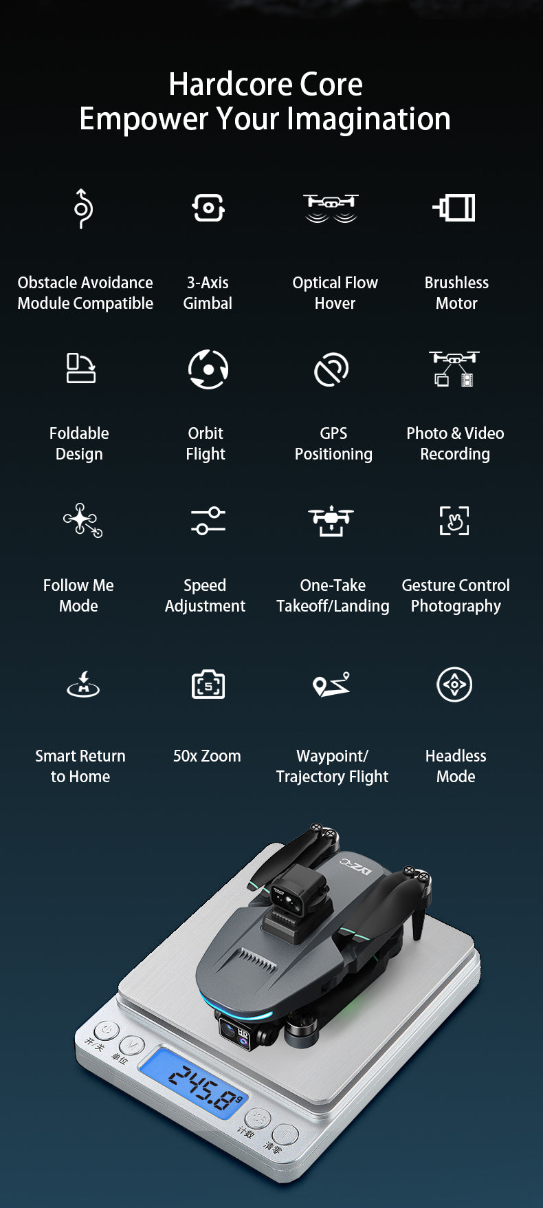 Silver-Grey L200 PLUS Foldable Aerial Drone GPS Auto Return Follow Me 5G WIFI FPV Quadcopter