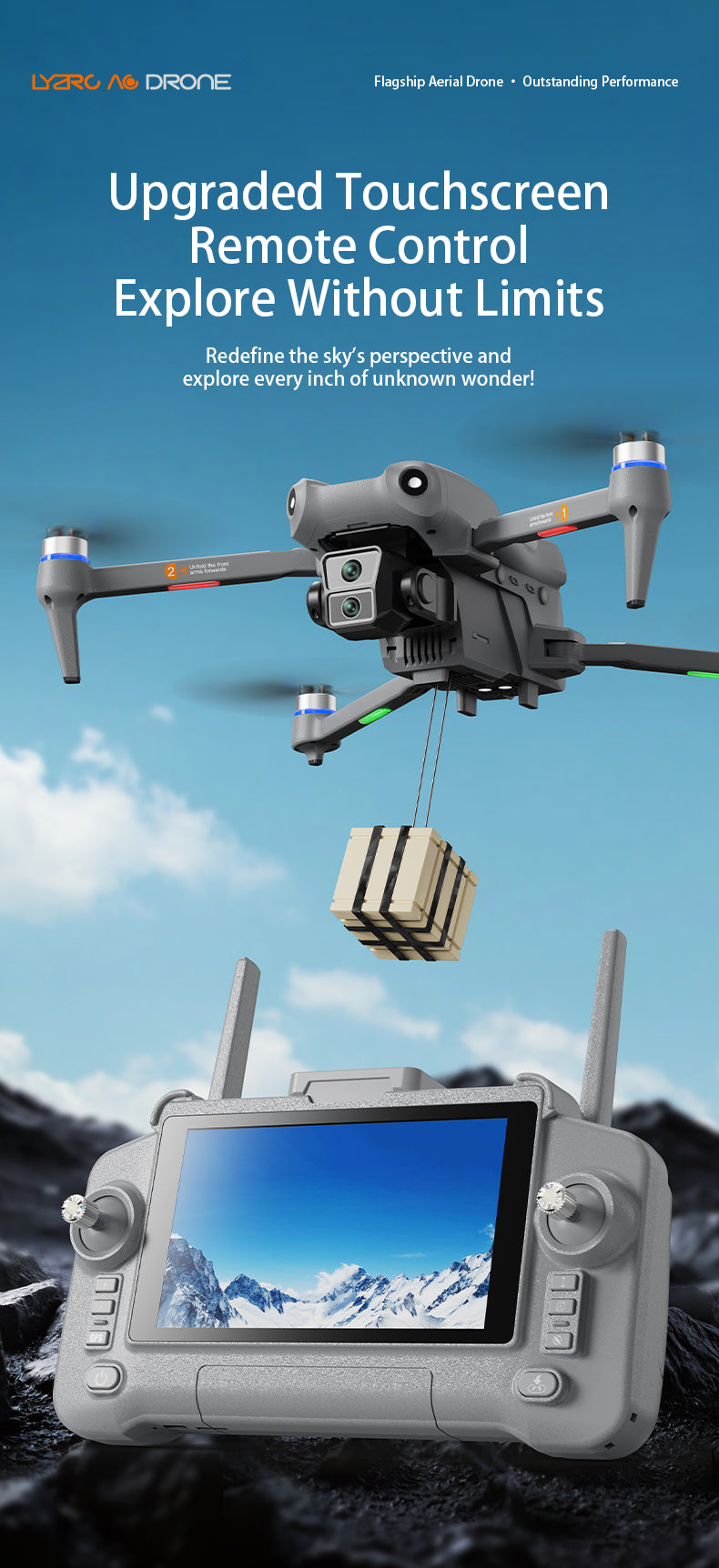 Foldable L300 AIR MAX FPV Drone with Built-in Touch Screen Remote & EIS Stabilized Camera