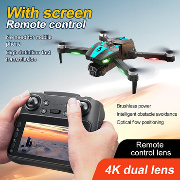 M5s Brushless Drone 4.3" Screen Remote 3-Side Obstacle Avoidance Optical Flow 90° Adjustable Camera