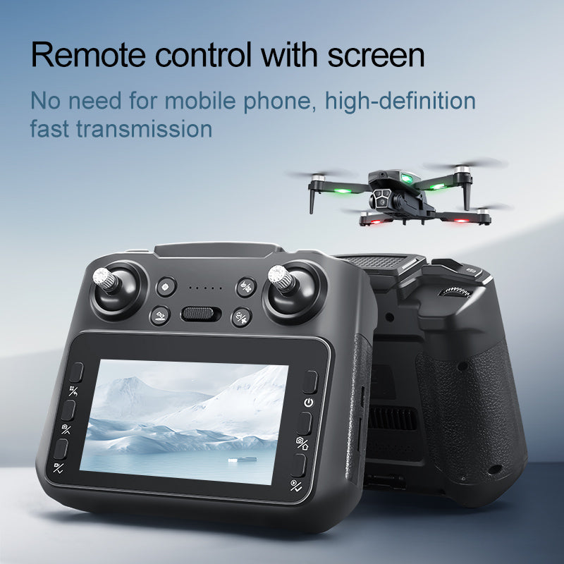 M5s Brushless Drone 4.3" Screen Remote 3-Side Obstacle Avoidance Optical Flow 90° Adjustable Camera
