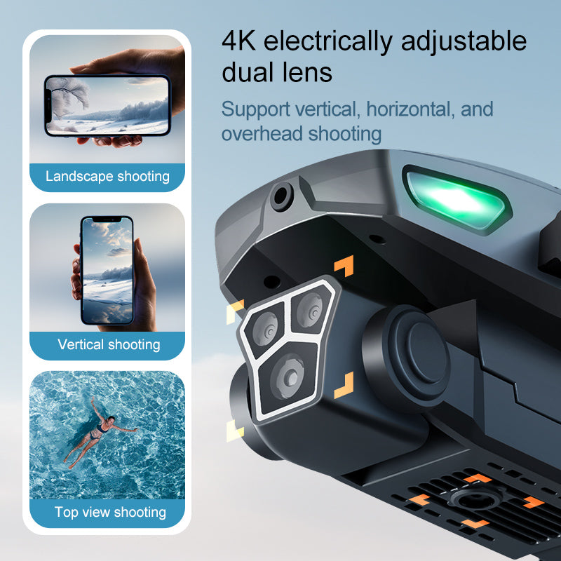 M5s Brushless Drone 4.3" Screen Remote 3-Side Obstacle Avoidance Optical Flow 90° Adjustable Camera
