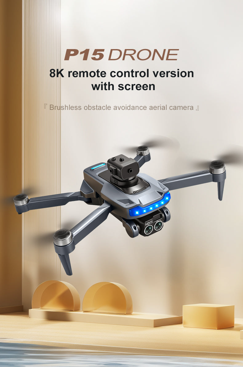 P15 MAX PRO Brushless Drone With Screen Remote Optical Flow Obstacle Avoidance FPV Quadcopter