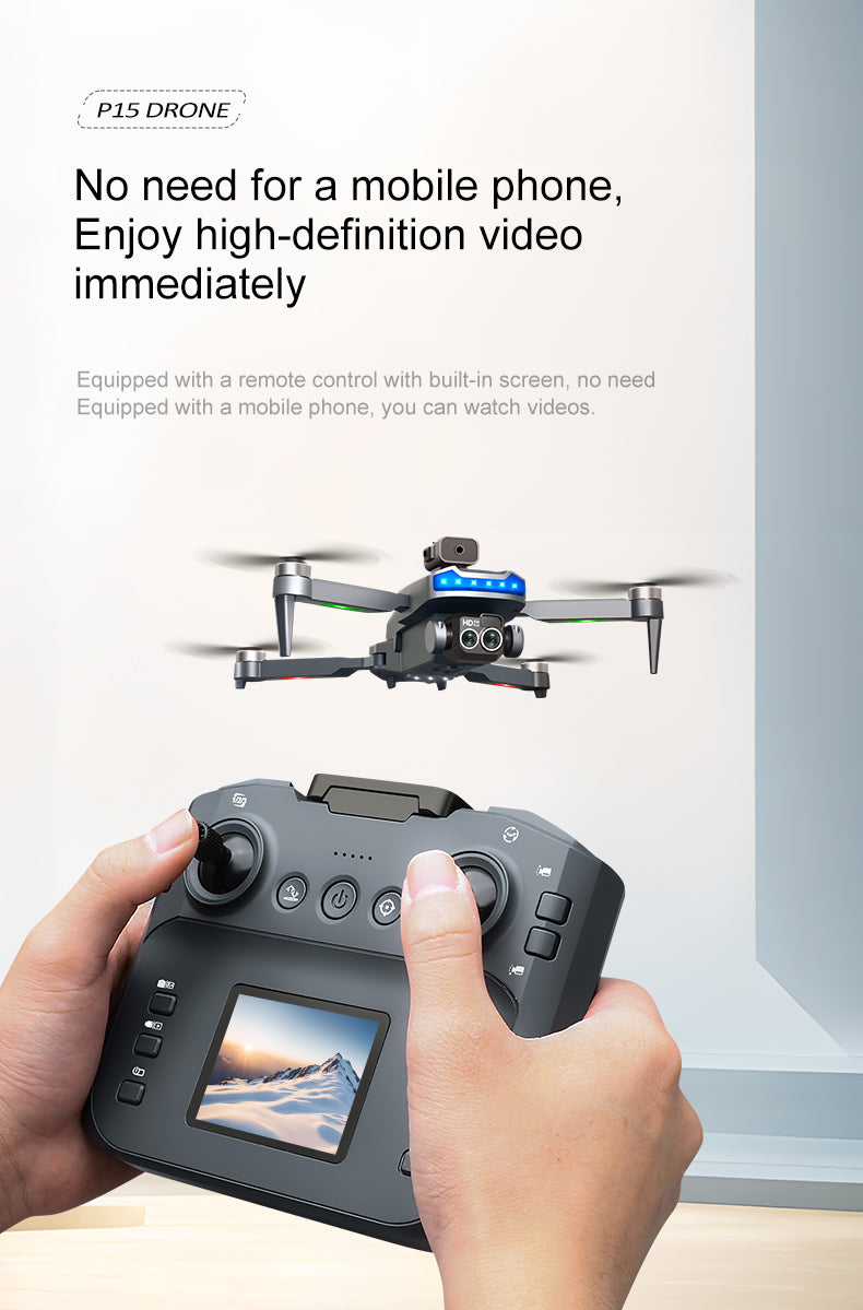 P15 MAX PRO Brushless Drone With Screen Remote Optical Flow Obstacle Avoidance FPV Quadcopter