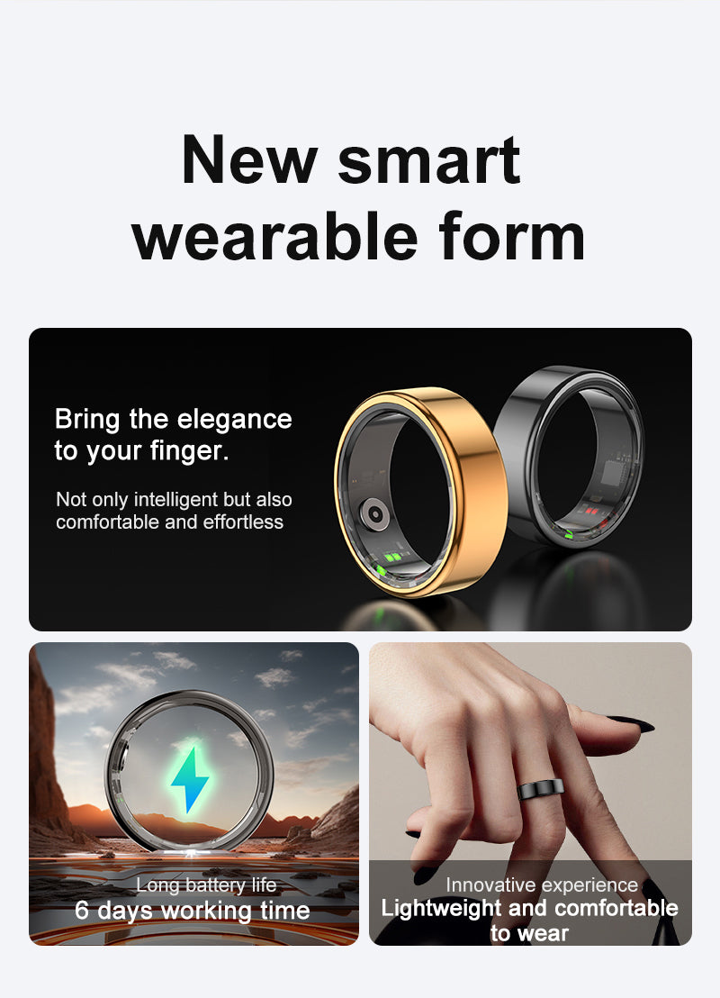 Android Compatible Smart Ring | Stainless Steel Fitness & Sleep Tracker with App Control