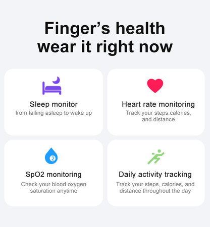 Android Compatible Smart Ring | Stainless Steel Fitness & Sleep Tracker with App Control