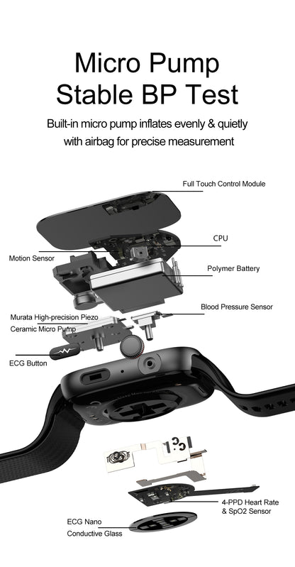 S105 Ultra-Thin Side Airbag Smart Watch with Murata Air Pump Ti4950 Chip Waterproof Wristwatch 24H Real-Time Data Sharing AI Sports Band