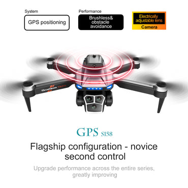 S158 GPS Foldable Drone Screen Controller 4K Dual Camera 4-Side Obstacle Avoidance Brushless Motor