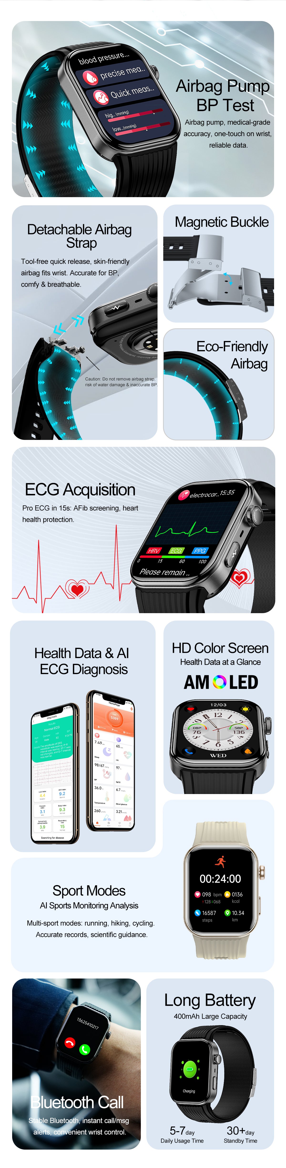 S191 Smart Watch 1.952" AMOLED Full Touch Screen Bluetooth Call Offline Payment IP66 Waterproof Fitness Watch