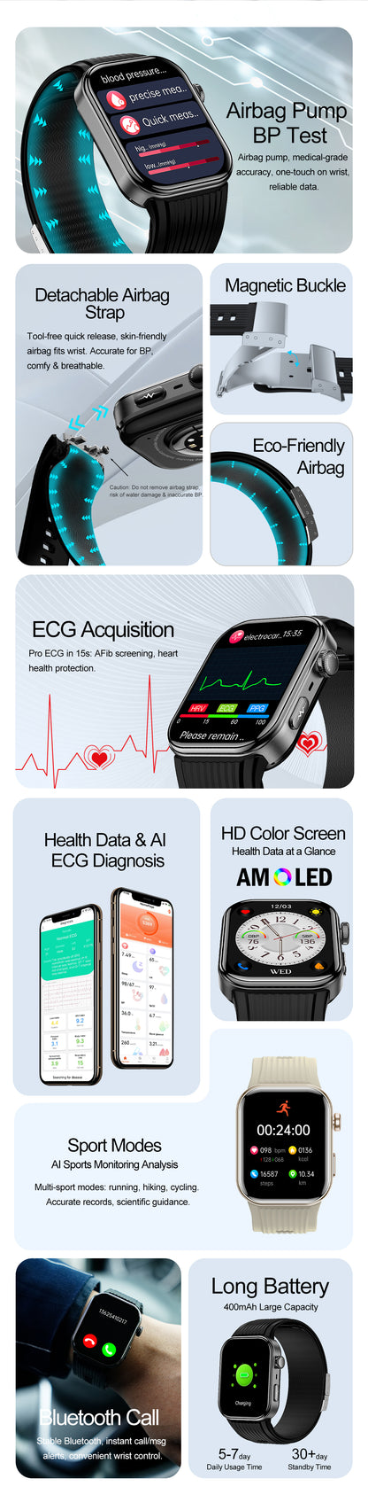 S191 Smart Watch 1.952" AMOLED Full Touch Screen Bluetooth Call Offline Payment IP66 Waterproof Fitness Watch