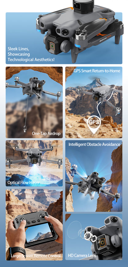 S198 Foldable GPS Drone 4.5inch Screen Controller  5G FPV 50x Zoom Camera