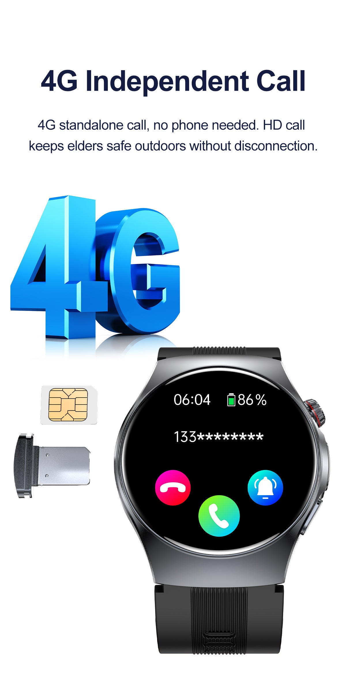 GS206 4G Smart Watch Dual Call Sleep Body Composition Tracker For Android iOS