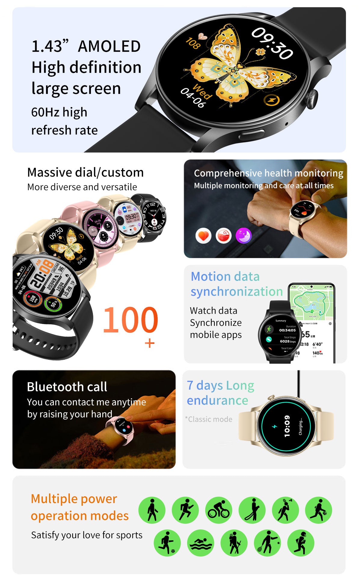 Sports smart watch with breathing training guides you to relax after intense exercis