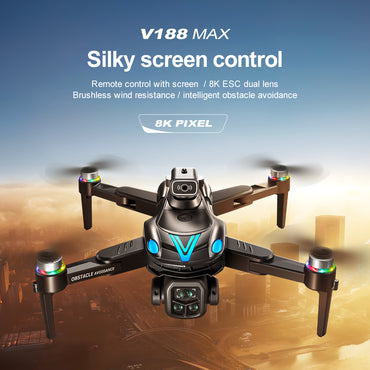 V188MAX Brushless Drone 4.3" Screen Remote  Smart Obstacle Avoidance RGB Gradient Light