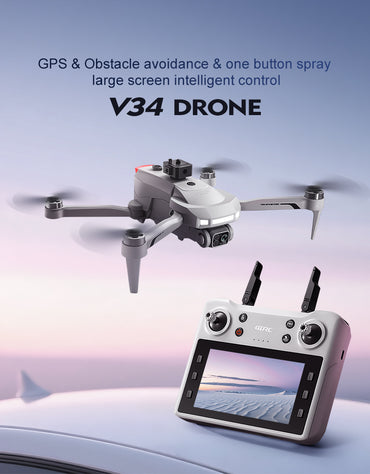 4D-V34 Brushless Drone 4.5" Screen Remote 8K Dual Camera GPS Version