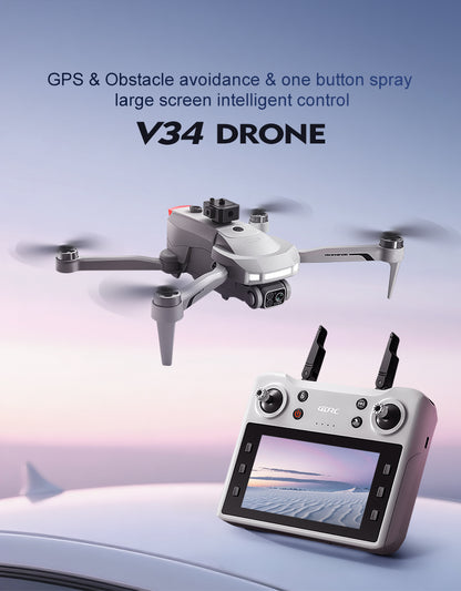 4D-V34 Brushless Drone 4.5" Screen Remote 8K Dual Camera GPS Version