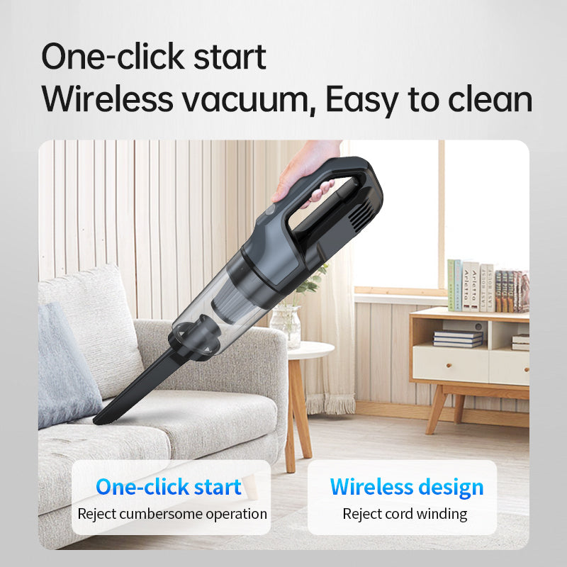 Portable rechargeable car vacuum, lightweight design for easy cleaning of seats and gaps