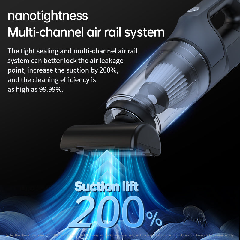 Portable rechargeable car vacuum, lightweight design for easy cleaning of seats and gaps