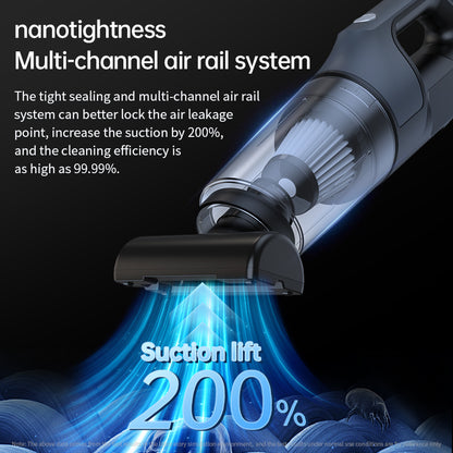 Portable rechargeable car vacuum, lightweight design for easy cleaning of seats and gaps