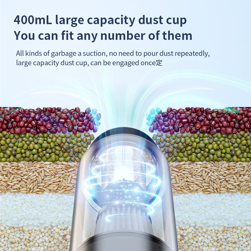 Portable rechargeable car vacuum, lightweight design for easy cleaning of seats and gaps