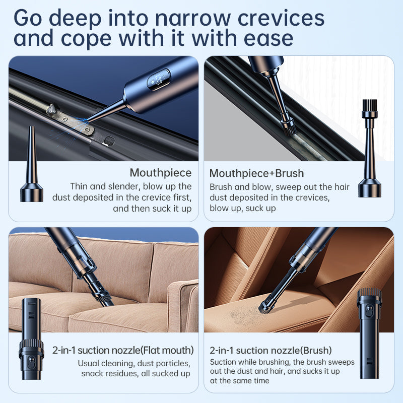 Multifunctional car vacuum cleaner, easily handles pet hair and food crumbs in vehicles