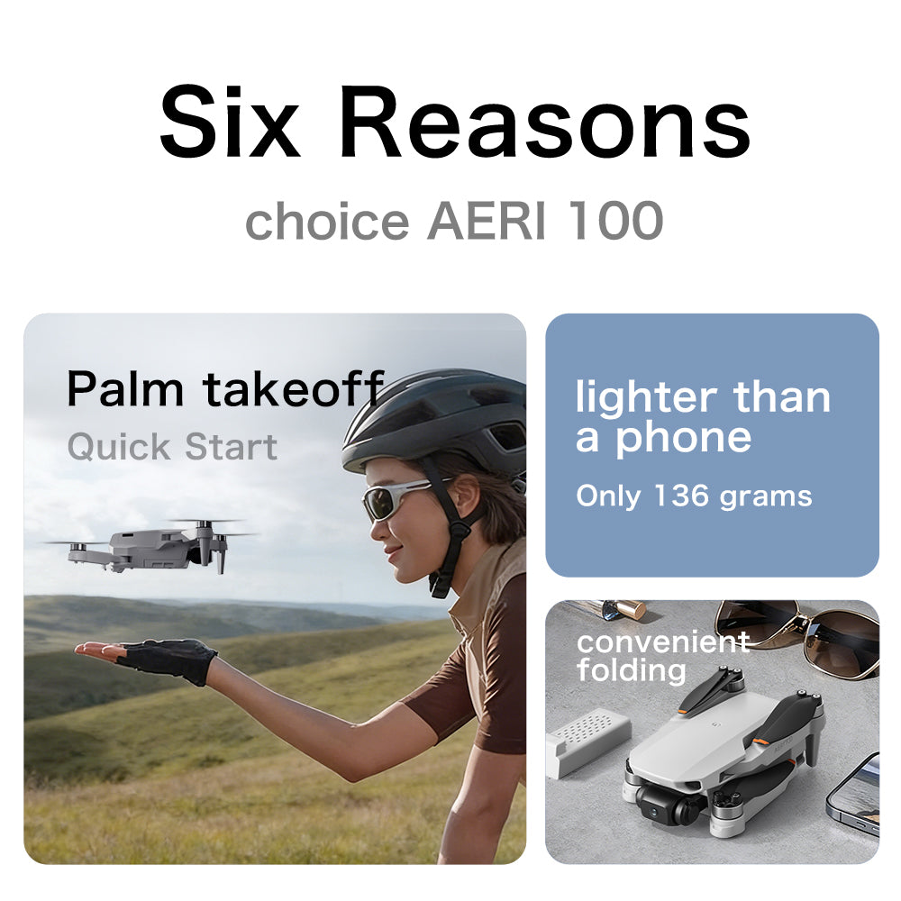 Aeri 100 Brushless Drone VR Headset Supported Dual Camera EIS Anti-Shake Optical Flow Hover