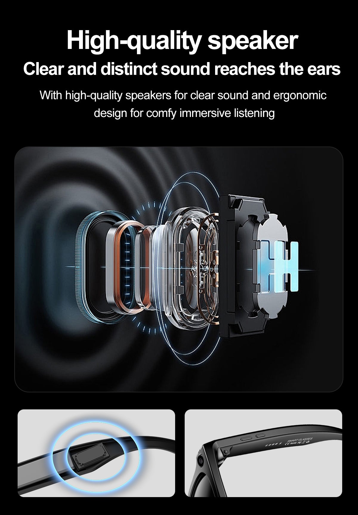 Smart glasses with AI assistant, voice translation, great for cross-border trips