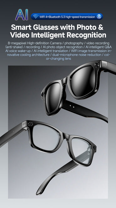 W610T AI Translation Smart Eyewear 4GB Storage Touch Sliding Control Magnetic Charging