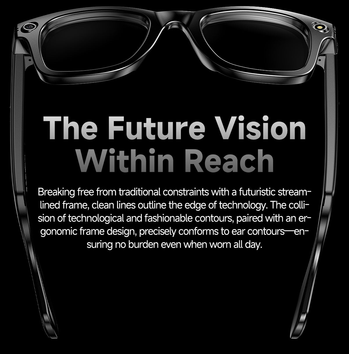 W610T AI Translation Smart Eyewear 4GB Storage Touch Sliding Control Magnetic Charging