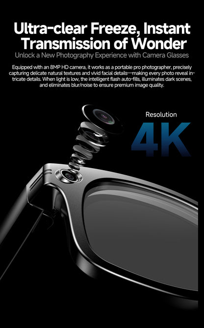 W610T AI Translation Smart Eyewear 4GB Storage Touch Sliding Control Magnetic Charging