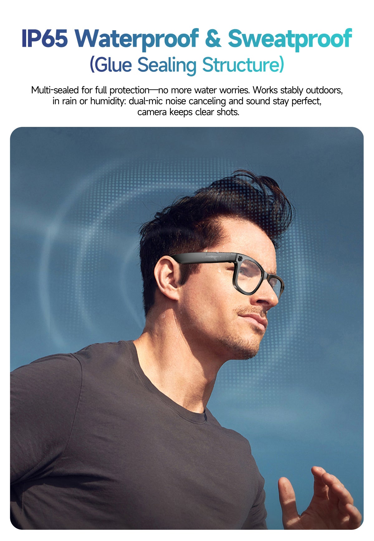 Men Business Smart Glasses | AI Voice Recording BT Calling IP65 Video Shoot Sunglasses