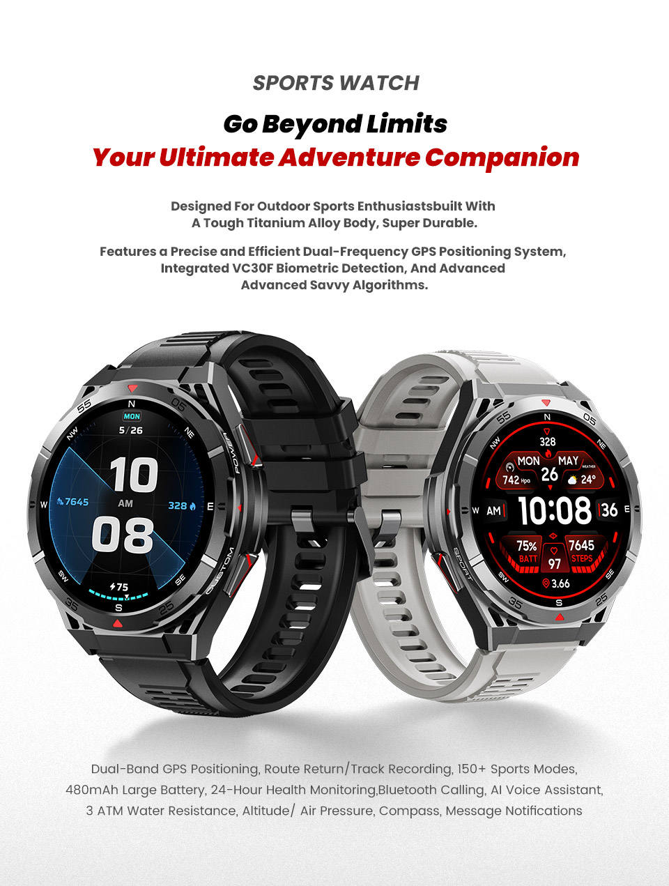 Sports smart watch accurate pedometer, calorie consumption stats, make fitness more planned