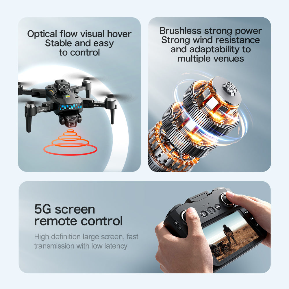 XT555 GPS Foldable Drone 4.3" Screen Remote EIS Gimbal Dual Camera Obstacle Avoidance
