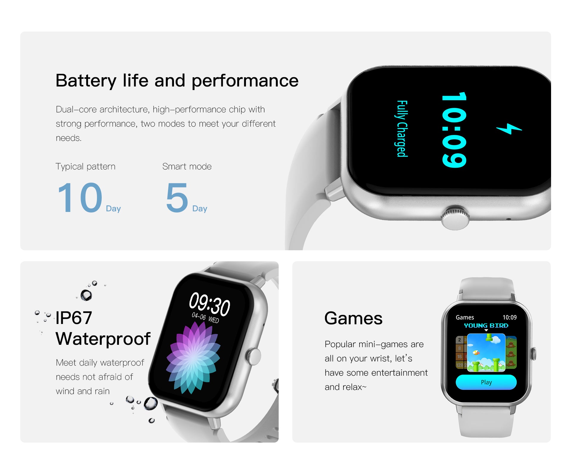 Sports Smart Watch – Step Counter, Calorie Tracker, IP68 Waterproof for Swimming