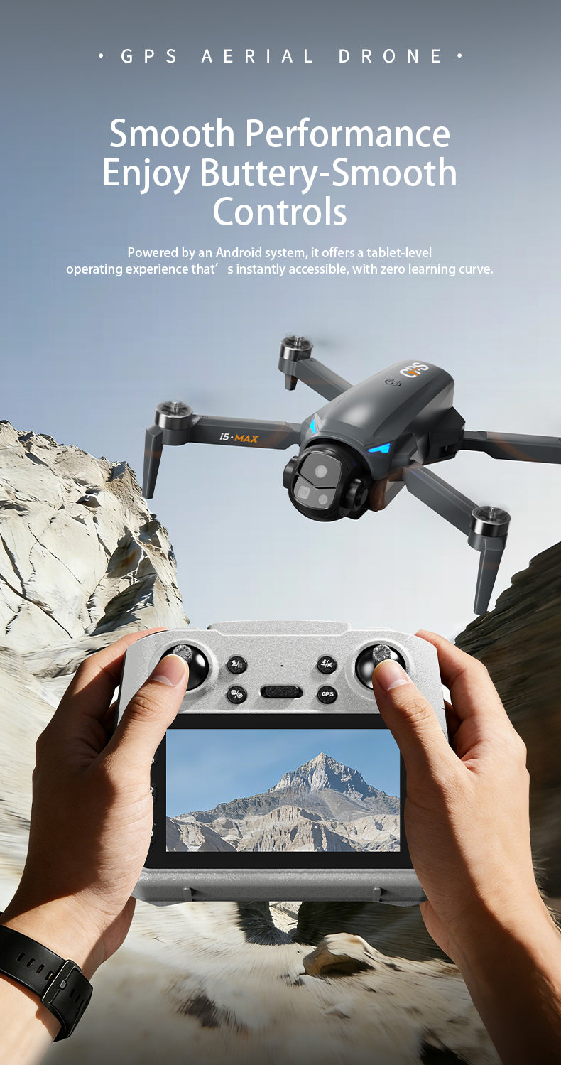 i5 MAX GPS Brushless Drone 4.5" Screen Remote 4-Way Obstacle Avoidance 5G FPV Quadcopter