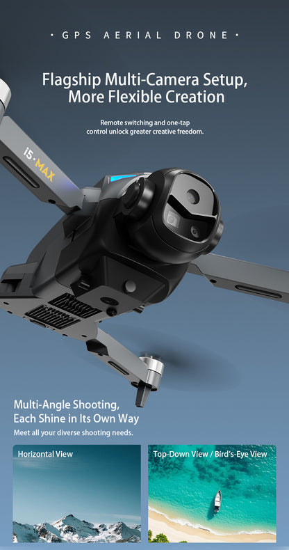 i5 MAX GPS Brushless Drone 4.5" Screen Remote 4-Way Obstacle Avoidance 5G FPV Quadcopter