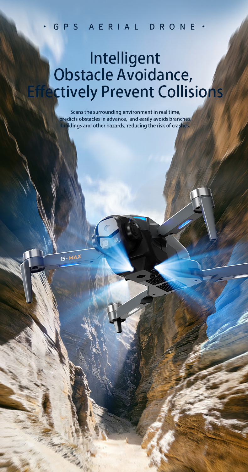 i5 MAX GPS Brushless Drone 4.5" Screen Remote 4-Way Obstacle Avoidance 5G FPV Quadcopter