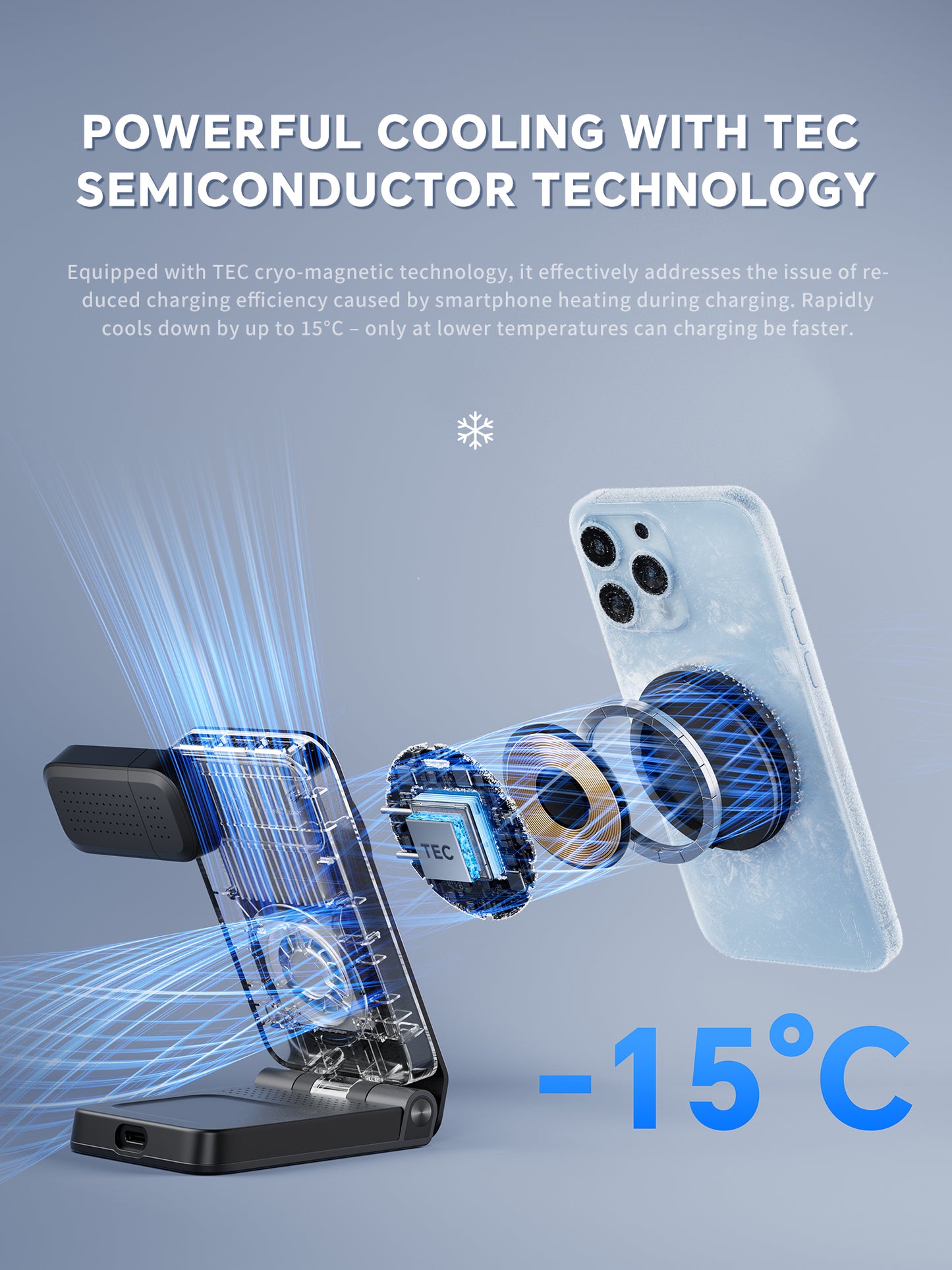 Fast Charging 3-in-1 Stand Style Wireless Charger with Power Bank Foldable Magnetic Mobile Phone Holder Flexible Earphone